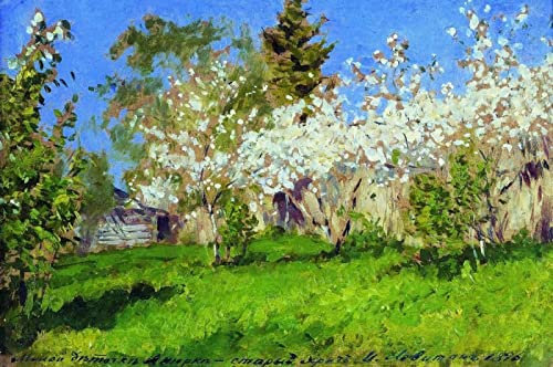 Zhyaunz 5D DIY Diamant Malerei Isaac Levitan Apfelbäume in Blüte Malen nach Zahlen Kits Diamond Painting Stickerei Bilder Kunsthandwerk Strass 40x50cm