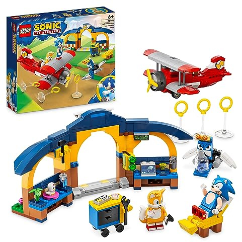 LEGO Sonic the Hedgehog Tails' Workshop and Tornado Plane Set, Buildable Toy Game with Aeroplane Toy and 4 Character Figures including Tails, Toys for Kids 6 Plus Years Old 76991