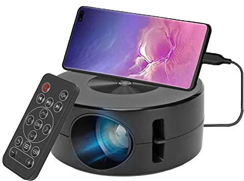 Tragbarer 1080P Projektor, 15 ANSI Helligkeit, Bildschirmspiegelung mit Smartphone, Mobile Stromversorgung, USB Anschluss
