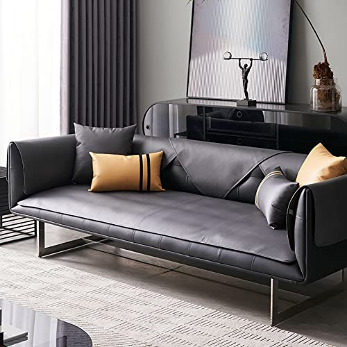 LIANGLAOI Leder Sofabezug 1 2 3 4 Sitzer,rutschfest Sofa Überwurf,L Form Sofa Abdeckung,Einfarbig Sofaüberwurf für Hunde,Katzen,Haustiere,Liebessitz,Liege,Armlehne,Rückenlehne-Schwarz,60x90cm