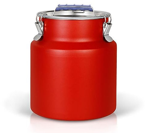 Pot à Café Hermétique, Boite de Conservation Acier Inox Réservoir de Stockage, seau scellé en acier inoxydable Avec couverture, pour Grains de Café, Thé et Produits Secs,A red,19 * 35CM/12L