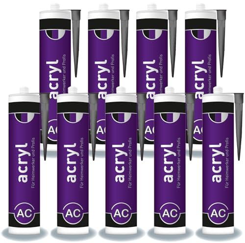 Maler-Acryl 310 ml Kartusche grau, Dichtstoff überstreichbar, universell einsetzbar im Innen-Bereich, Abdichten von Fenster, Türen und Sockelleisten