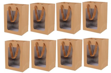 Gatuida 10st Geschenkbeutel Mit Fenster Bonbonbeutel Aus Kraftpapier Geschenkboxen Geschenktüten Aus Kraftpapier Große Geschenktüte Warentasche Schwarz Zuckerbeutel Hochzeit Brautjungfer