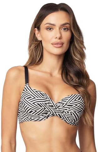 VIVISENCE Bikini push-up bh dam badmode blommig justerbar klassisk EU 3222, svart, 75D