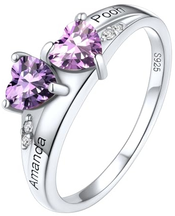 Supcare 925 Sterling Silber Ringe Damen Verlobungsring Eheringe mit Geburtsstein Ring Gravur Namenring Fingerring Engagement Promise Ring Modeschmuck für Muttertag Valentinstag