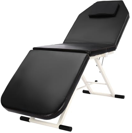 AUYART 3-Fach Tragbar Massageliege Wasser- und ölfestes PVC-Material Schönheitsbett SPA Salon Klappbar Kosmetikbett Massagebank Kosmetikliege (Schwarz)