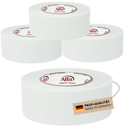 Alfa 4x ExtraTape 35 mm x 25 m – Doppelseitiges Gewebeverlegeband (100 m) | Profi-Qualität - Abziehbares Teppich-Verlegeband - Gute Wiederaufnahme - Hohe Weichmacher- und Alterungsbeständigkeit
