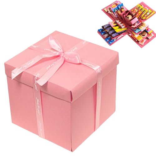 Nchdewui Überraschung Box, Diy Explosion Überraschungs Box, 5-Lagige Kreative Überraschung Explosion Box, Geschenkideen für Mama, Frauen Freunde Geschenk, Jahrestag Hochzeit (pink)