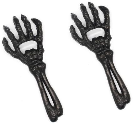 2 Pack Skeleton Hand Bottle Openers, Cast Iron Bottler Opener for Beer, Beverage, Soda