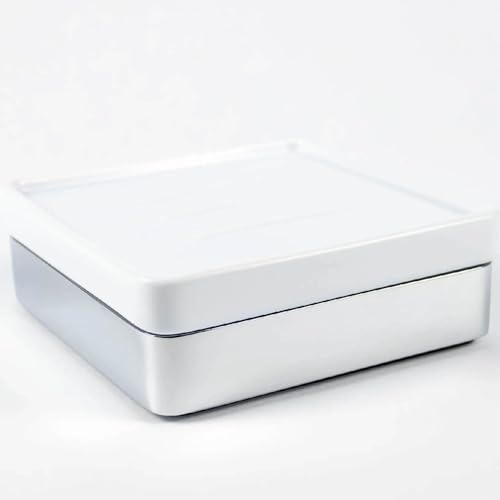 Pebble Grey™ Elemental Ceramic Soap Dish for Bathrooms, Square Soap Holder, Padded Bottom, Freestanding (Chrome)