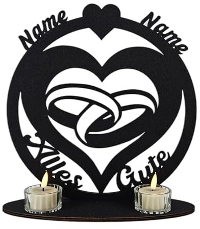 Waluna® Hochzeitsgeschenk für Braupaare Eheringe Liebesgeschenk personalisiert mit Namen Herz Individuelles Geschenk zur Hochzeit oder zum Jahrestag 12 Farben Tischdeko