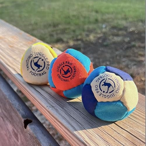 Juggle Pro Footbag Original 3er-Set – Perfekt für Freestyle und Gruppenspiele, Ultra Suede und Sandfüllung