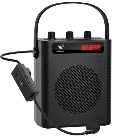 SANMIC Amplificador de voz inalámbrico de 30 W con micrófono de auriculares | Sistema portátil Bluetooth 5.3 PA para profesores, megáfono recargable personal con altavoz para enseñar y hablar S93