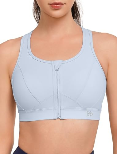 Yvette Soutien-Gorge de Sport Femmes Zippée Devant | Soutien élevé, dos racerback en mesh, idéal pour la course