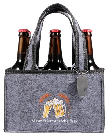 KHstylehoo Männerhandtasche Bier Geschenke für Männer Geburtstag, Tragetasche Flaschentasche 6 Flaschen,Lustige Personalisierte Witzige Männergeschenke Biergeschenke