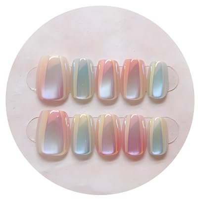 SULIUDAJI 30 Piece Coffin Press On Nails, Ombre Glitter Cat Eye Magnetico Holographic Artificial Nails, Shimmering False Nails, Stick-On for Women and Girls