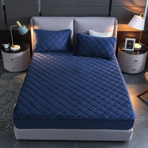 JIANINGHOME Flanell Spannbettlaken 180x200,Fleece Spannbettlaken Winter Samt Warm Kuschel Boxspringbett Frottee Bettlaken Biber Spannbetttuch