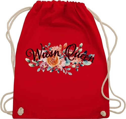 Shirtracer Turnbeutel Rucksack - Kompatibel Oktoberfest Tasche - Blumen Design | Outfit mit Blumenmuster | Outfit und bayerische Feste | Florales Motiv - Unisize - Rot - trachtenrucksack bayrische