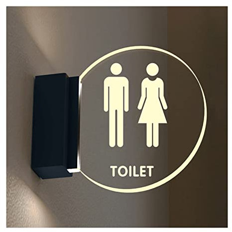 Segno della porta della toilette, segno del bagno, Insegna for la porta della toilette, Insegna for il bagno, Insegne for il bagno a LED, Insegna in acrilico for bagno for uomini e donne, Insegna lumi
