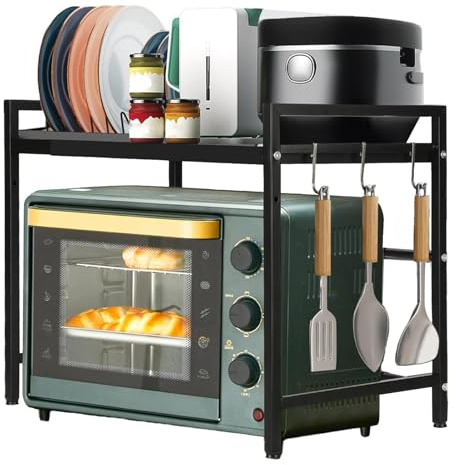 Griglia Per Forno A Microonde - Supporto Per Microonde Con 3 Ganci | Stoccaggio Stoviglie Per Utensili Da Cucina Per | Piano di lavoro Estensibile Per Microonde Da 160 Libbre | Piano di lavoro C