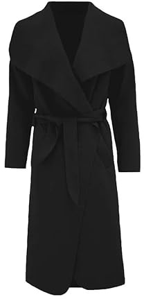 EFTINAN Women's Long Waterfall Italian Duster Coat Ladies Belted Drape Trench Jacket 8-22