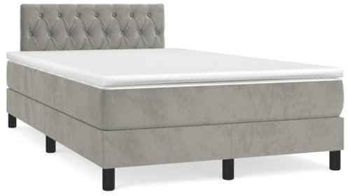 Iiaky Boxspringbett mit Matratze & LED Bett Mit Bettkasten Bett Boxspringbett Betten Boxspringbett Mit Matratze Hellgrau 120x190 cm Samt // 3270171