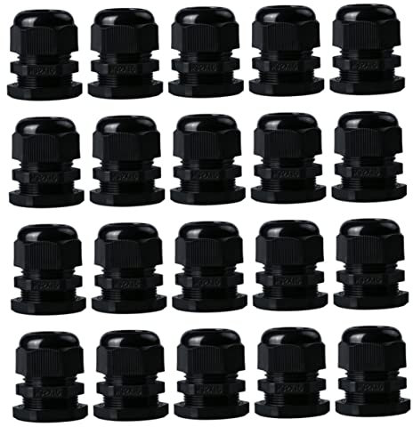 jojofuny 20pcs Professional Cable Adapter Cable Glands Joints Cord Grip for Home Black Connectors