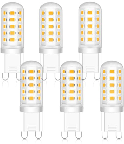 Morotty Lampadina g9 Led Luce Calda 2700K, 5W Equivalente Alogena 50W, Lampade LED Attacco G9, 300Lumen, Base in ceramica, Non Dimmerabile, per Soggiorni, Corridoi, Camere da Letto, 6 Pezzi