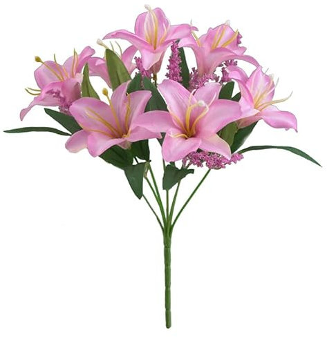 Mounteps Fleur de lys Artificielle 7 têtes réaliste ne se fanent Pas décoration Cadeau lys Faux Bouquet Maison Art Déco Photographie Prop Bricolage Bouquet (La Couleur Violette)