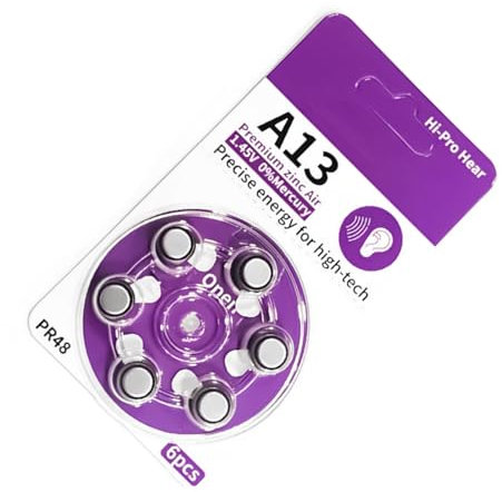 6 pilas de botón de aire A13 para dispositivo auditivo con rendimiento duradero y fácil instalación