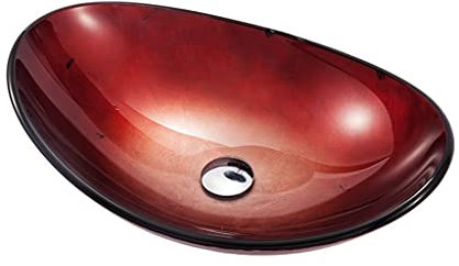 uadyie Lavabo De Baño Fregadero de Recipiente Simple Moderno Lavabo de Vidrio for baño Lavabo de mostrador de Arte for Hotel Lavabo de Vidrio Templado Lavabo De Encimera(Sink Only)