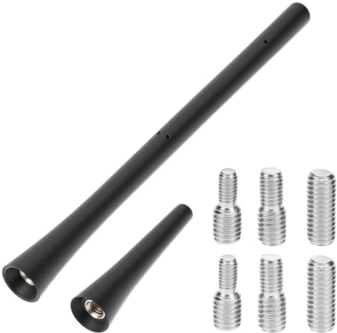 QWORK® 2 Pezzi Antenna Universale per Auto, Antenna Corta da 6.5 ​​cm e 17.5 cm con 6 Viti, Antenna Radio da Tetto AM/FM/Dab, per Una Ricezione AM/FM ottimale