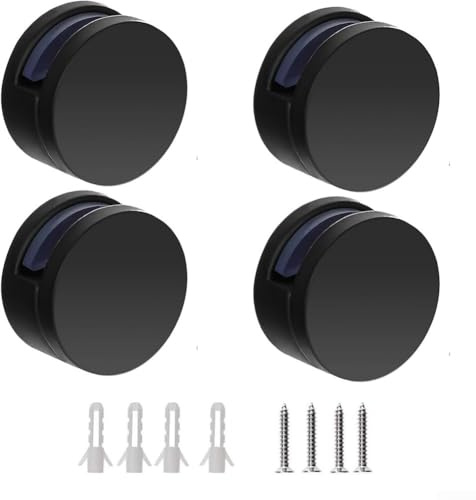 CYRENT Lot de 4 supports de fixation pour miroir de salle de bain - Support mural en alliage de zinc - Noir