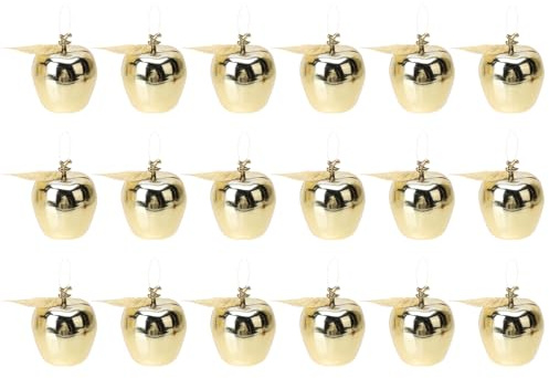 NUOBESTY 24pcs Christmas Apple Hanging Ornaments Golden Plastic Apple Pendants for Xmas Tree Holiday Decorations