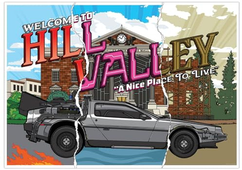 FaNaTtik Zurück in die Zukunft 40th Anniversary Hill Valley Kunstdruck A3 – limitierte Auflage und nummeriert