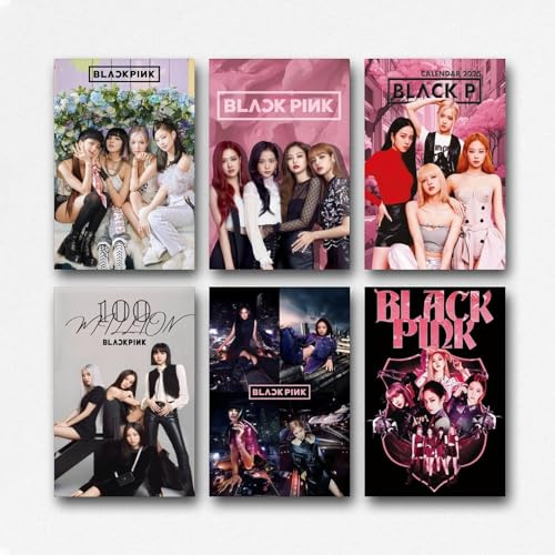 GDNWHINZL A Set Of 6 Blackpink Poster Music Kpop Girl Group Vintage Posters Für Zimmer, Ästhetische Leinwand-Wandkunst, Schlafzimmer-Dekor 08x12inch(20x30cm)