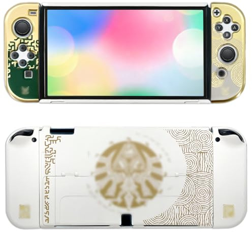 Coque Switch OLED, Case de Protection Rigide pour Accessoires Switch OLED, Résistant Aux Chocs et Aux Rayures, Blanc Jaune