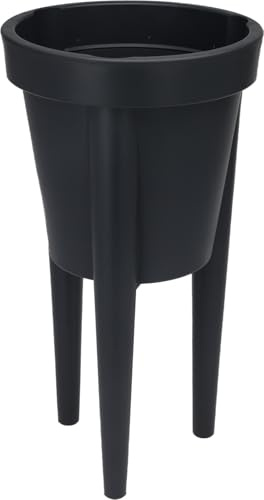 Muddy Hands Modern Black Planter with Legs - 64cm Tall Elevated Plant Pot Stand for Indoor & Outdoor Use, Durable Plastic, Sleek Contemporary Design