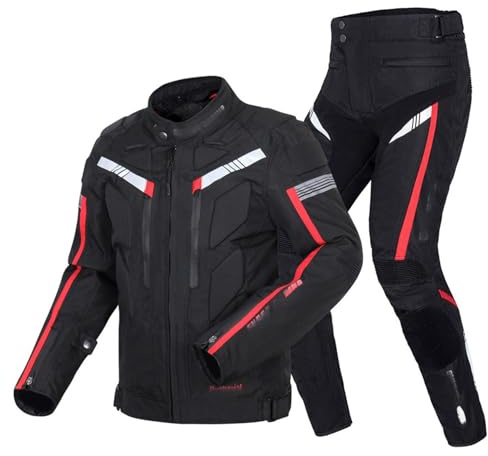 BLUEZY Traje De Moto Impermeable Chaqueta Y Pantalón Chaqueta Moto Hombre Protecciones Certificación CE Armadura Extraíble Para Las Cuatro Estaciones Deportes Al Aire Libre B,L