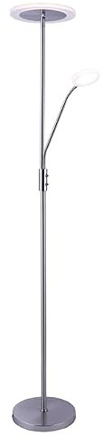 BEL AIR HOME Lámpara de Pie BAYANI Plata | LED 28W+6W Dimmer, Brazo de Lectura Orientable, Luz 3000K/4000K/6500K Iluminación Regulable para Salón