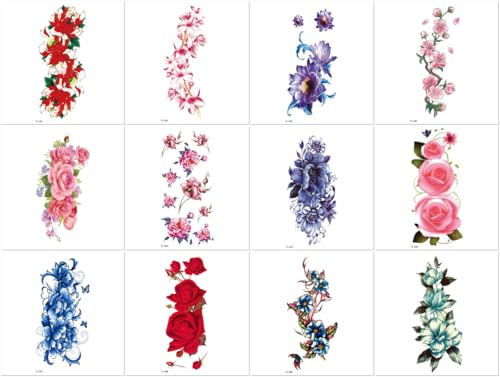 Spider Lily Temporary Tattoo Stickers - Waterproof Flower Covers For Scars 190 * 90mm A050
