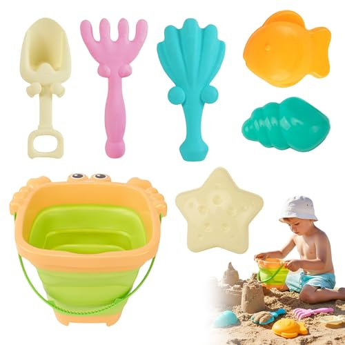 Beach Toys, 7 Piece bucket and spade beach set kids, for Toddlers and Children