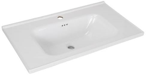 Tarainshen Lavabo da incasso, 60 cm, in ceramica, con foro per rubinetto, troppopieno, inserto per lavabo per bagno