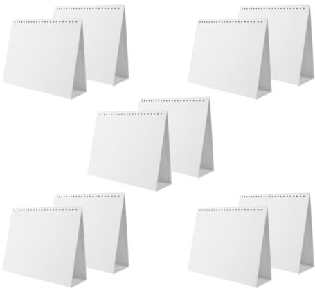 Blank Desk Calendar Base with Spiral Binding 10 Pack 8 Inch White