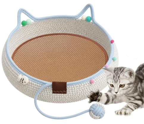 Förtjusande Katt Bädd Klösbart Handvävt Husdjurstillbehör Med Repll | Handvävd Kattkorg Bädd För Avkoppling, Lek Och Sömn Inomhus I Sovrum, Soffa, Fönster Och Trädgård - Passar
