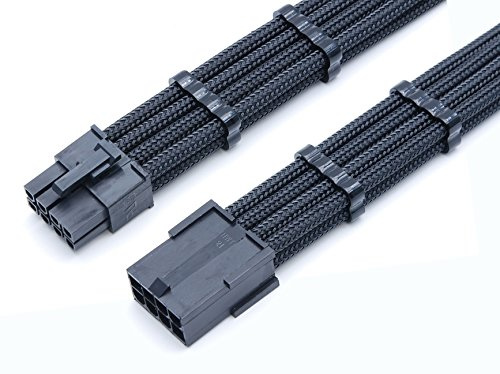 Shakmods - Cable de extensión para tarjetas gráficas PCIE (8 pines, 30 cm, 2 canales, color negro