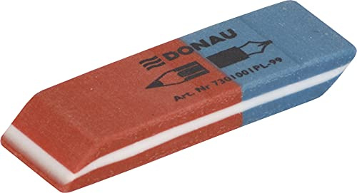 DONAU 7301001PL-99 Radiergummi / 40 Stück/Farbe: Blau/Rot/Radierer für Bleistifte und Kugelschreiber/aus Hochwertigem Kautschuk/Hergestellt Beideseitig Verwendbar/ 57 x 19 x 8 mm