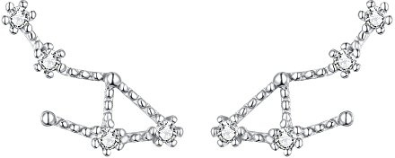 ClearineDamen Ohrringe Sternzeichen 925 Sterling Silber CZ Waage Horoskop Tierkreis 12 Konstellation Ohrstecker Stud