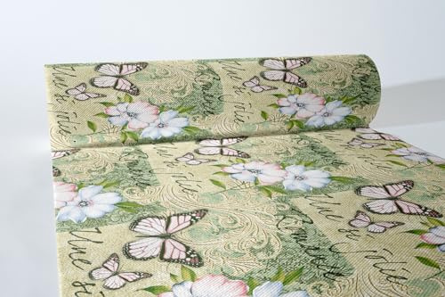 Mank GmbH Airlaid Tischläufer 40 cm x 24 m Tischdecken Rolle stoffähnlich praktische Einmal Tischdecke für Hochzeit oder Partys Frühling Sommer Jolie in Grün
