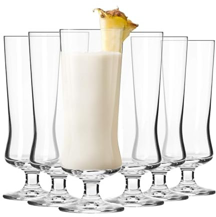 Krosno Vasos para cóctel y long drink, juego de 6, 300 ml, Colección Avant-garde – Pina Colada, batidos, cerveza, helado, cócteles – Apto para lavavajillas | Cristal sin plomo